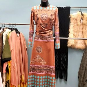 Issey Miyake 2pc print top and Skirt